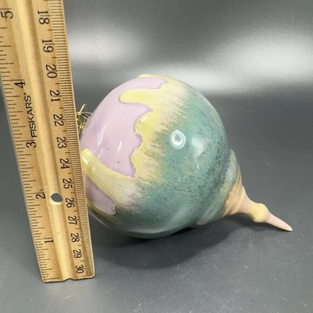 Hand Made Studio Pottery‎ Ornament Hanging Orb Figurine Drip Flambe Glaze VTG